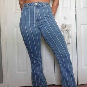 Striped Boot-Leg Jeans